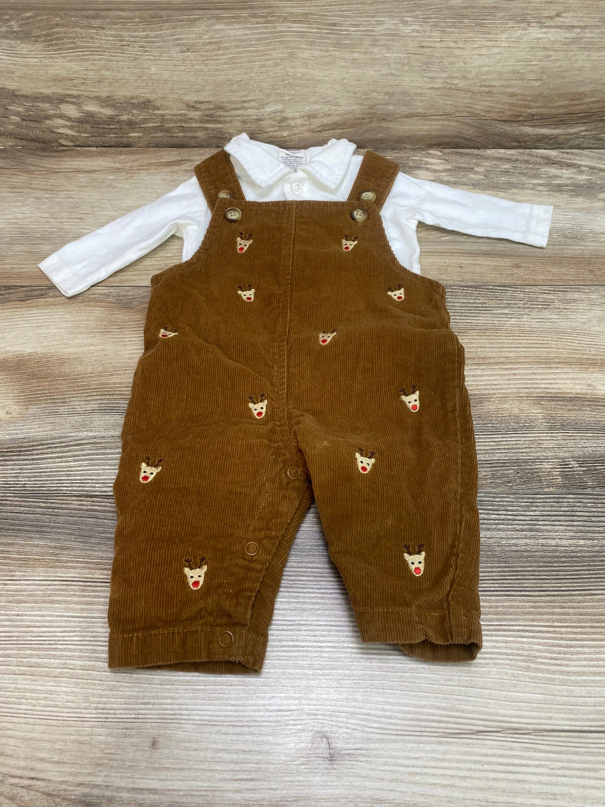 Starting Out 2pc Reindeer Overall Set White/Brown sz 3m - Me n Mommy To Be