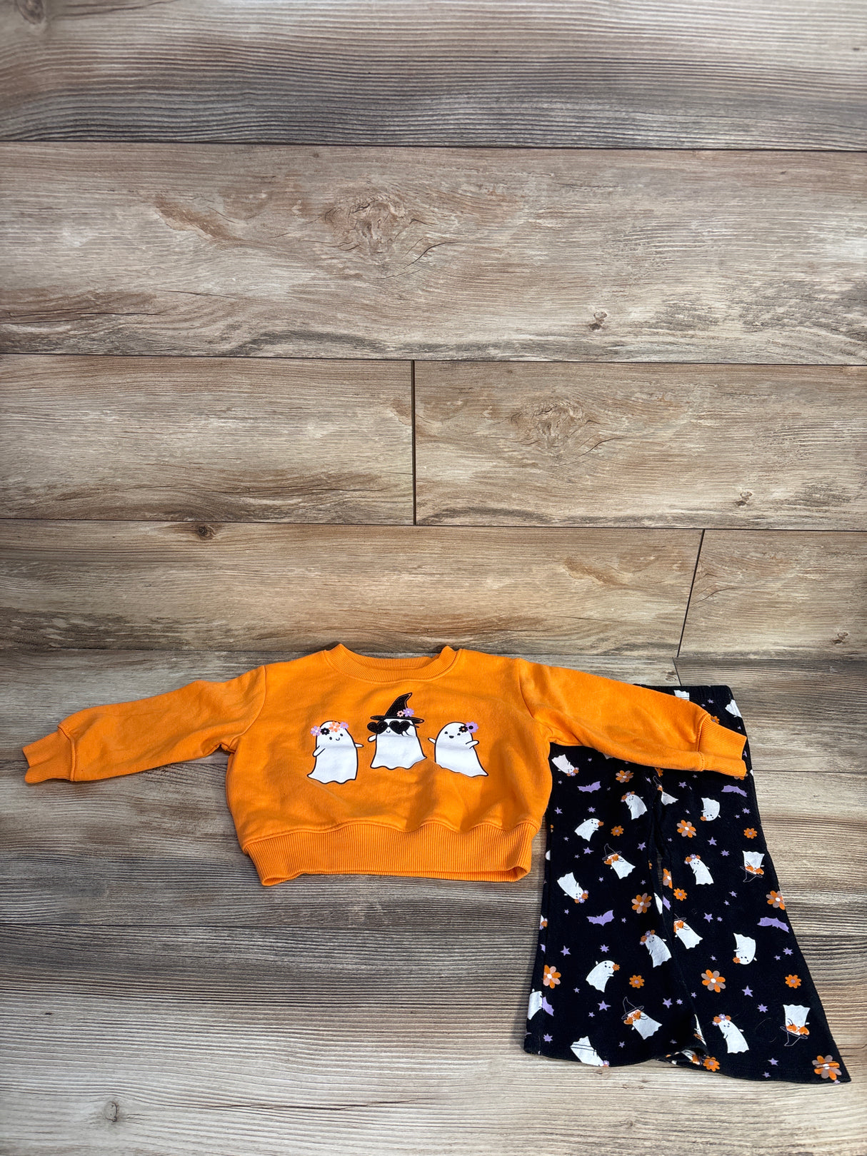 Jumping Beans 2pc Ghost Sweatshirt & Flare Leggings Set Orange sz 18m