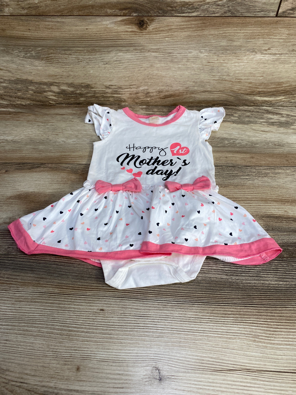 Happy 1st Mother's Day Bodysuit Dress White sz 18-24m