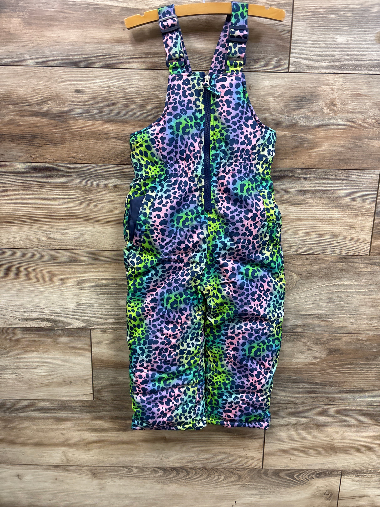 Pink Platinum Leopard Print Snow Bib Navy sz 4T
