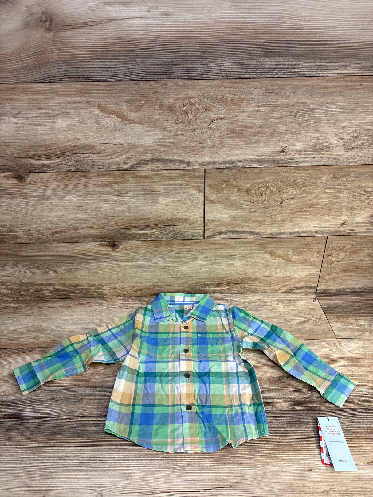 NEW Cat & Jack Long Sleeve Flannel Green sz 3T