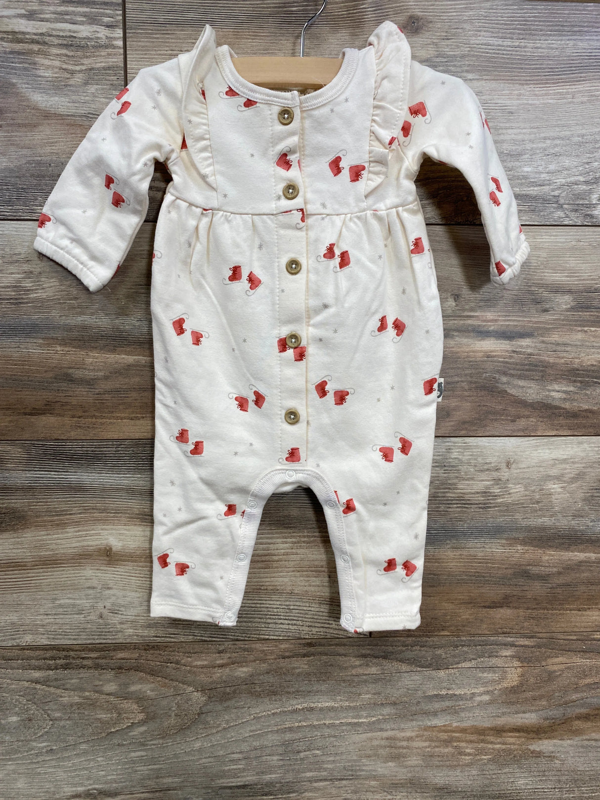 NEW Rabbit + Bear Ruffle Skates Coverall Cream sz 3-6m