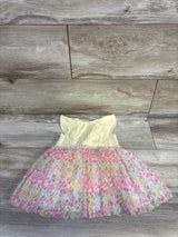 Kids Headquarters 1pc Floral Tulle Overlay Dress Yellow sz 9m