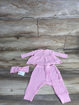 NEW Cat & Jack 3pc Waffle Knit Shirt & Pants Pink sz 3-6m