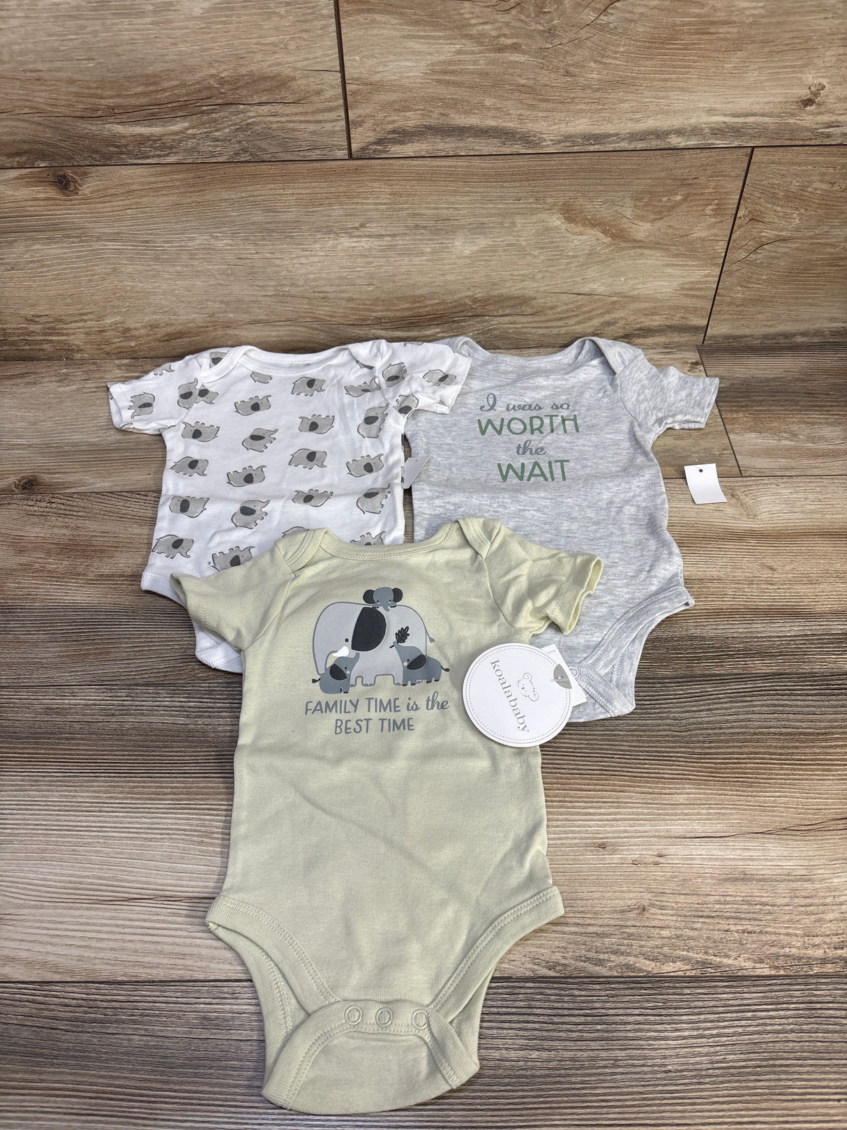 NEW Koala Baby 3pk Bodysuits Grey sz 6-9m