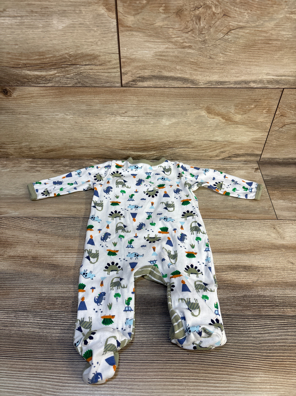 Weeplay Dinosaur Print Kimono Sleeper White sz 3-6m