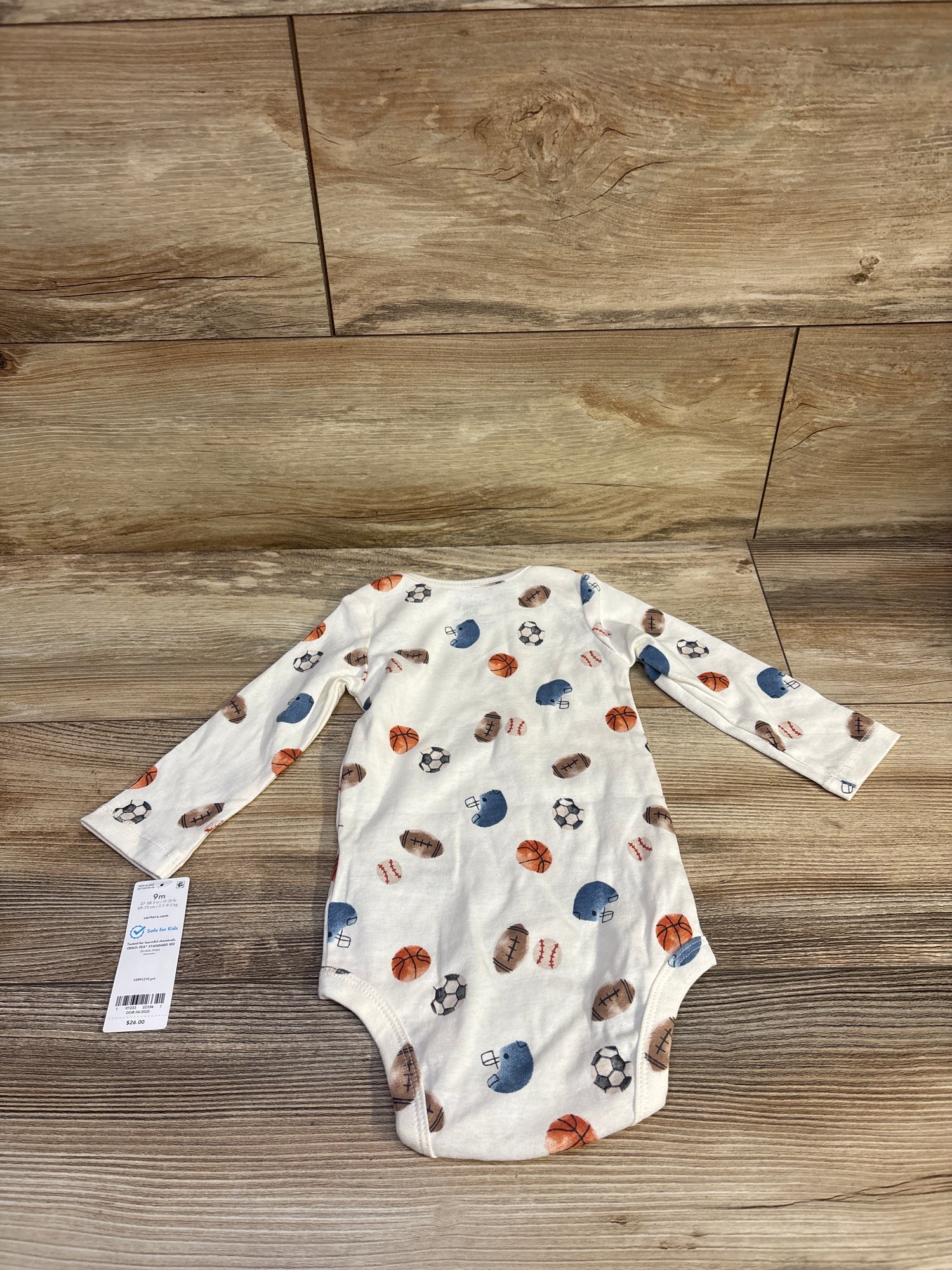 NEW Carter's Sports Long Sleeve Bodysuit White sz 9m