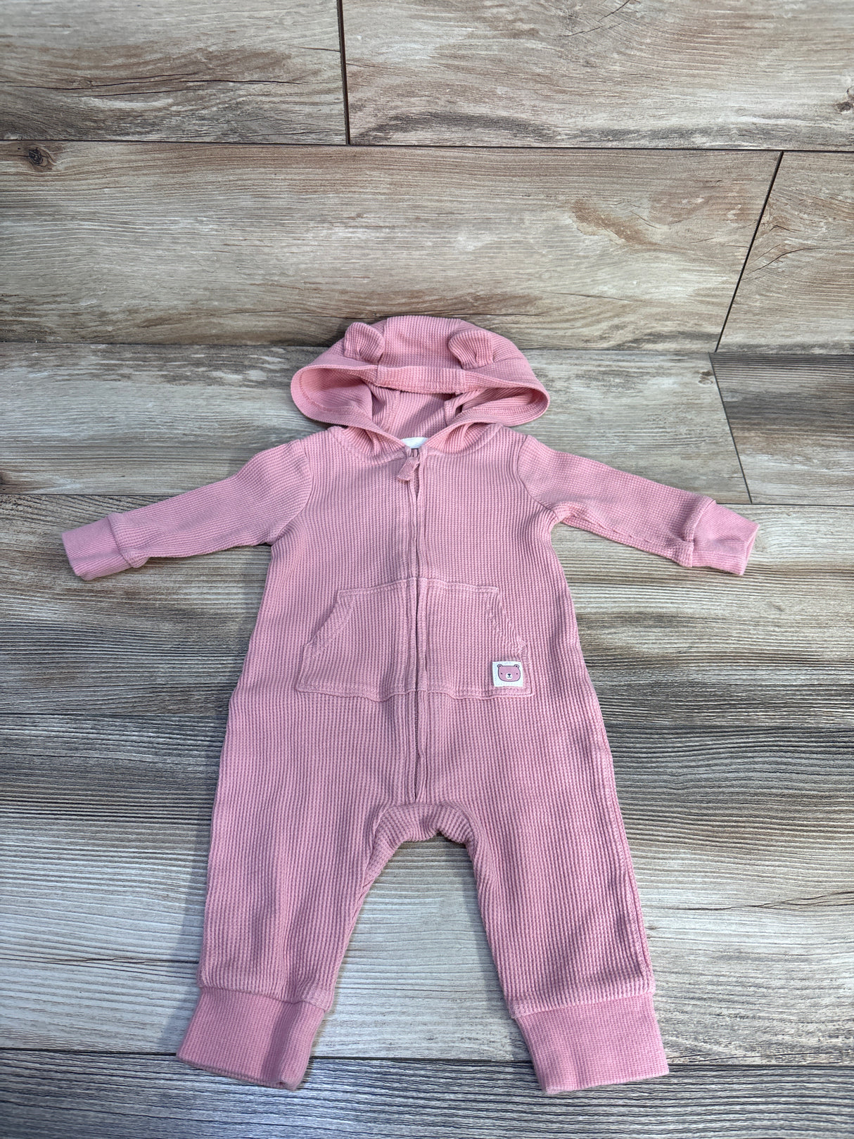 Carter's Waffle Knit Hooded Coverall Pink sz 3m
