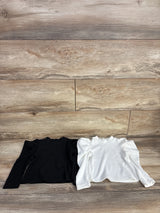 Shein 2pk Ribbed Puff Sleeve Shirts Black sz 12-18m