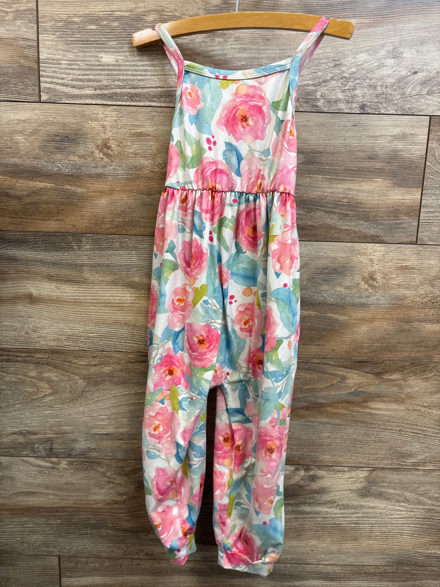 Generic Watercolor Floral Sleeveless Jumpsuit White sz 3-4T