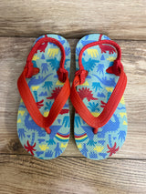 Cat & Jack Dino Flip Flops Red sz 9-10c