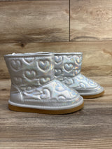 NEW Old Navy Faux-Fur Lined Metallic Quilted Boots, Silver sz 10c