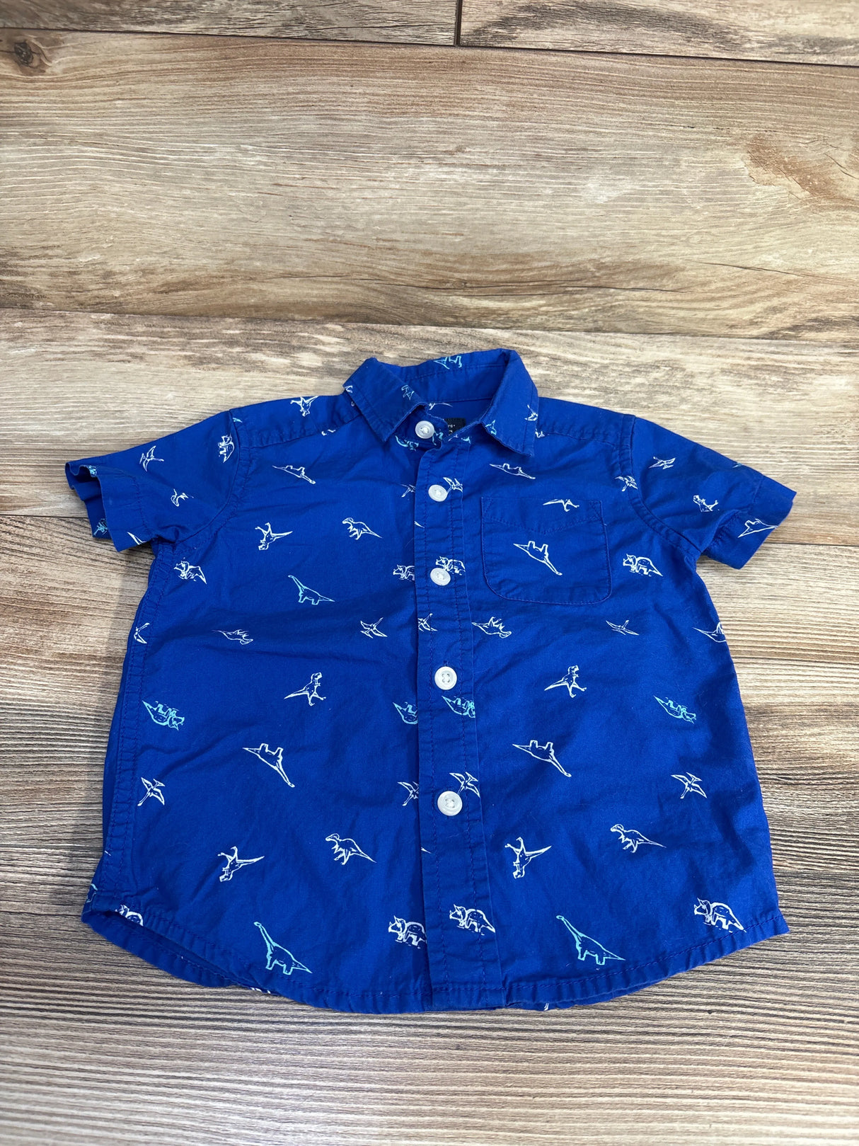 Children's Place Dino Button Up Shirt Blue sz 12-18m - Me n Mommy To Be