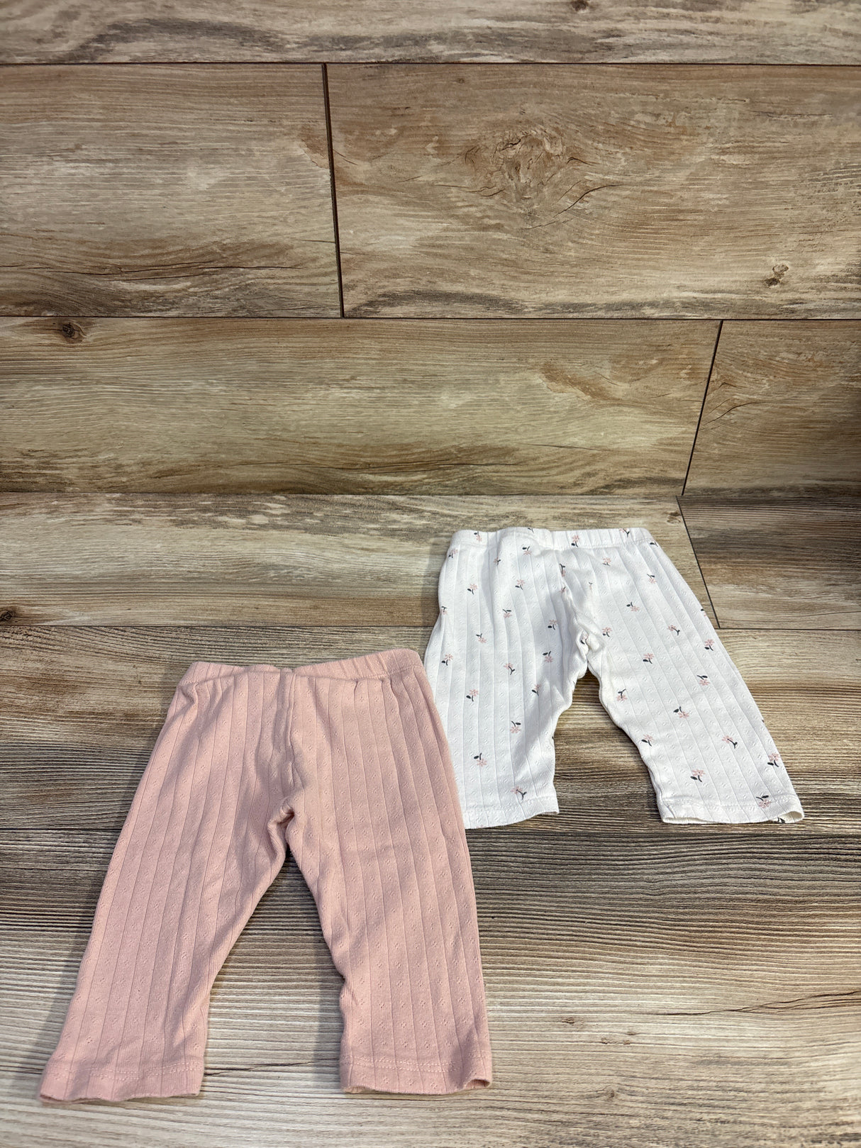 H&M Organic 2pk Pointelle Knit Pants Pink sz 6m