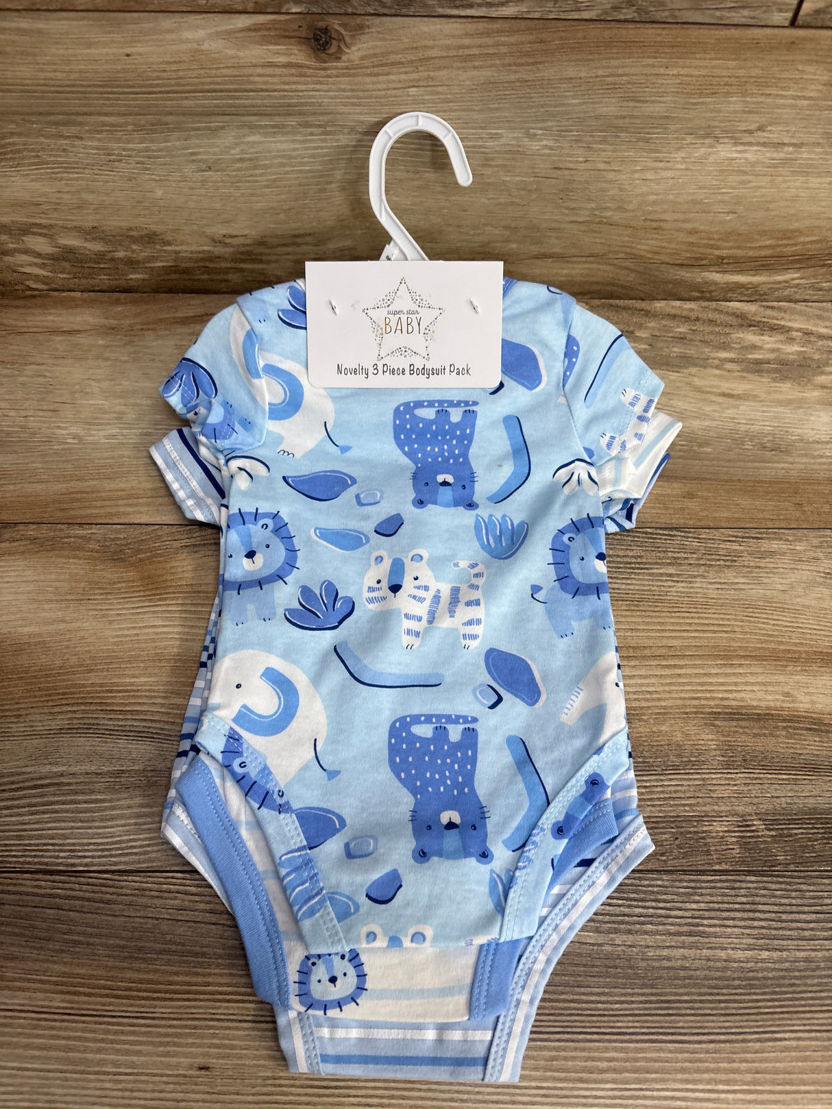 NEW Superstar Baby 3pk Polo Bodysuit Set Light Blue sz 6-9m