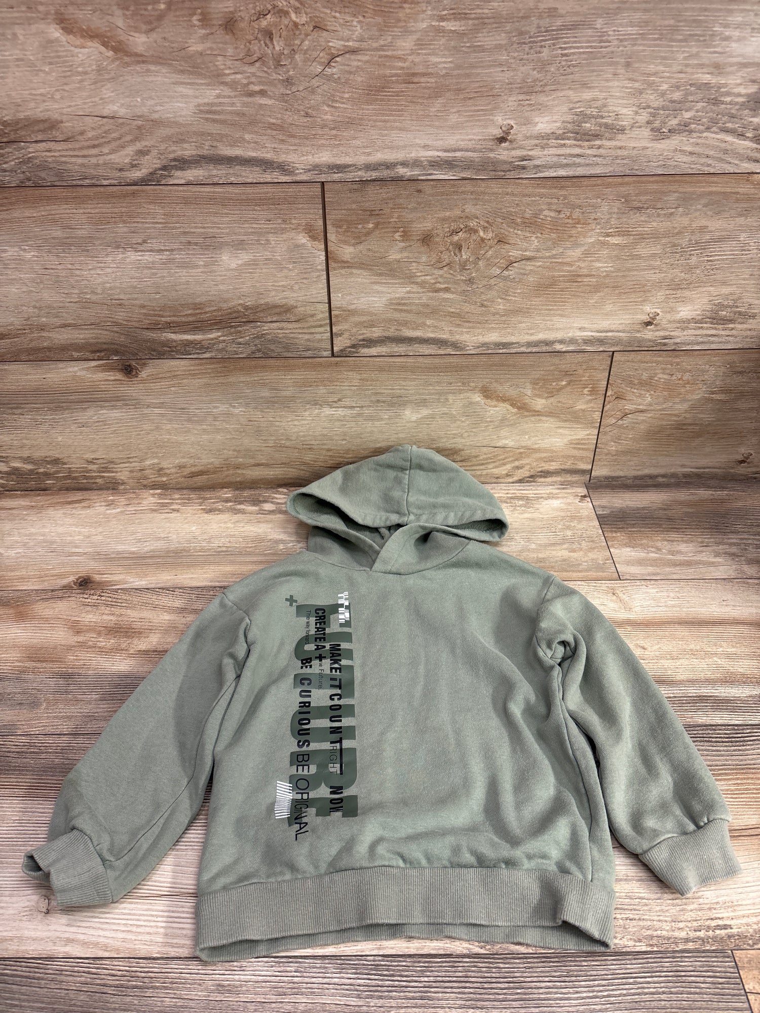 H&M Pullover Hooded Sweatshirt Green sz 5/6T