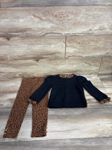 Janie & Jack Leopard Trim Sweatshirt & Button Cuff Ponte Pants sz 3T