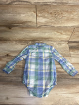 OshKosh Plaid Button Up Bubble Romper Blue sz 24m