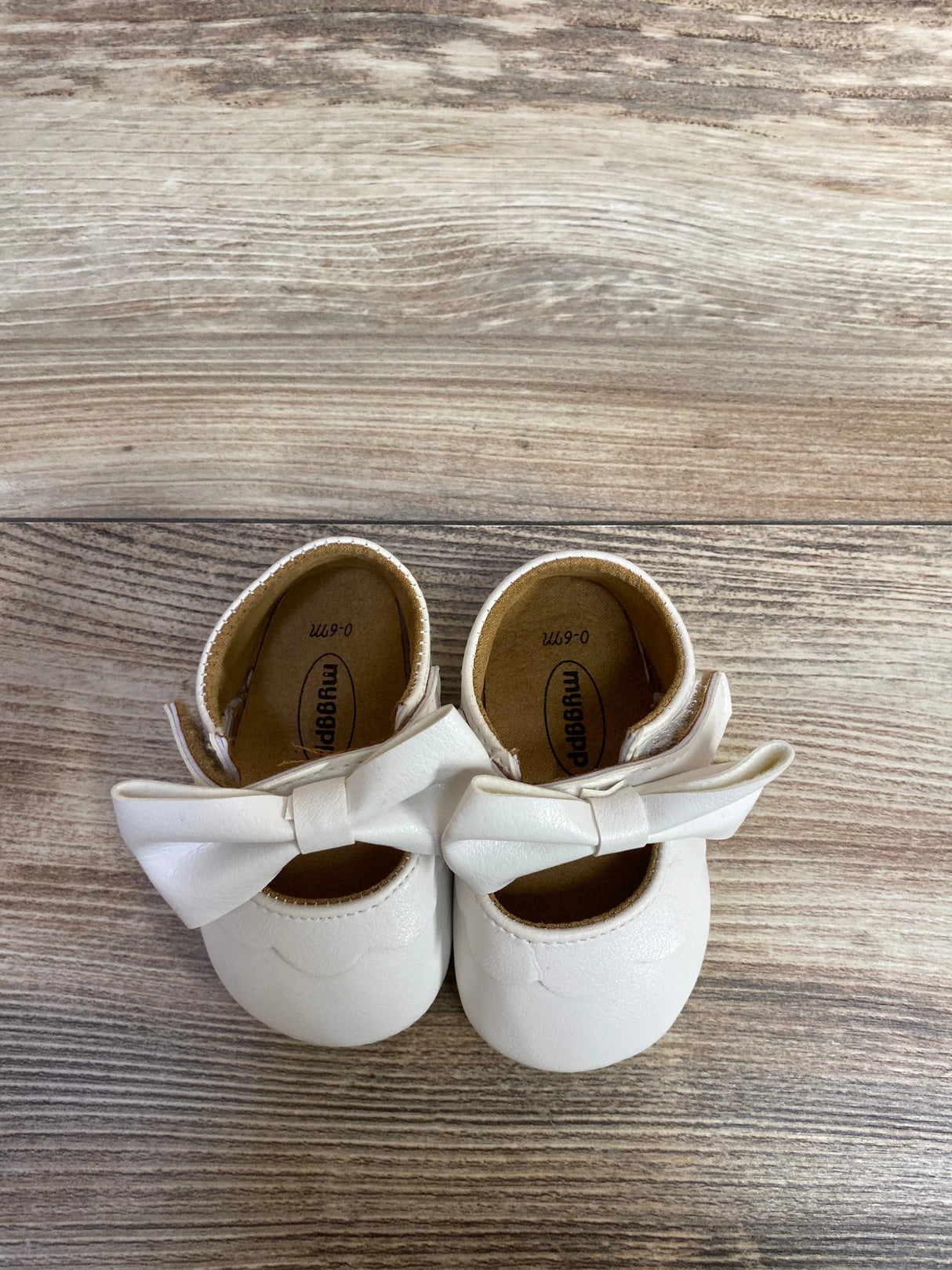 myggpp Mary Jane Flats with Bow White sz 0-6m