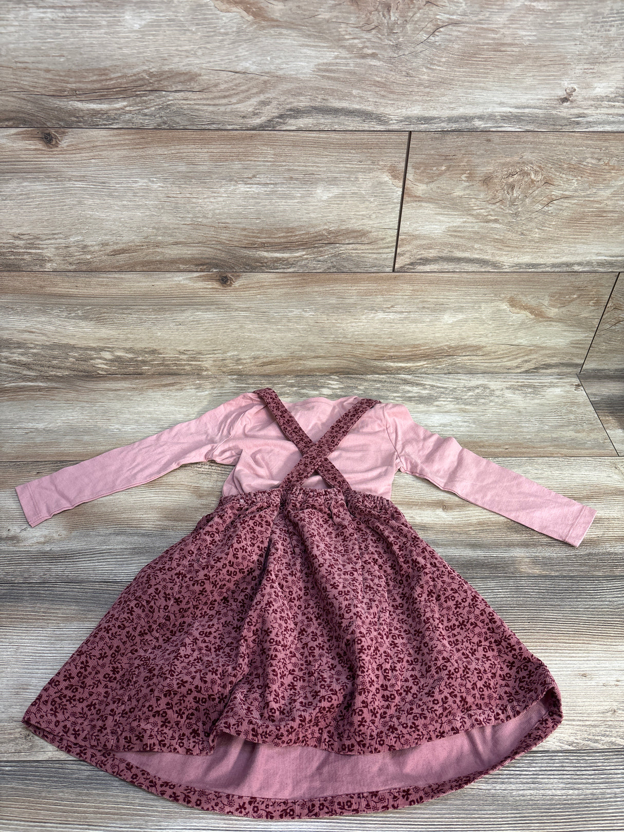 Old Navy 2pc Shirt & Floral Corduroy Overalls Pink sz 3T