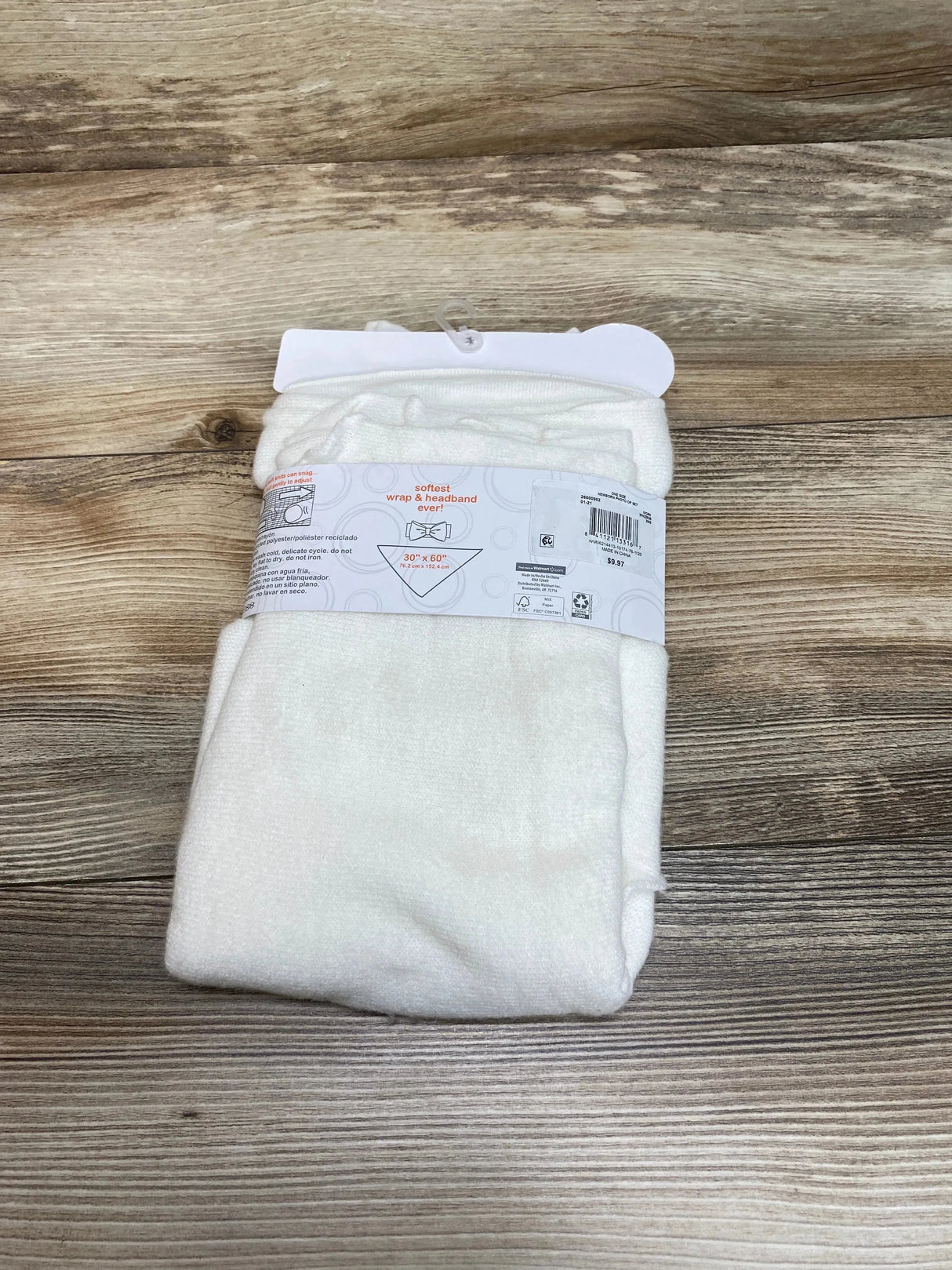 NEW Wonder Nation 2Pc Set  30"X60" Swaddle Wrap with Bow Headband Ivory