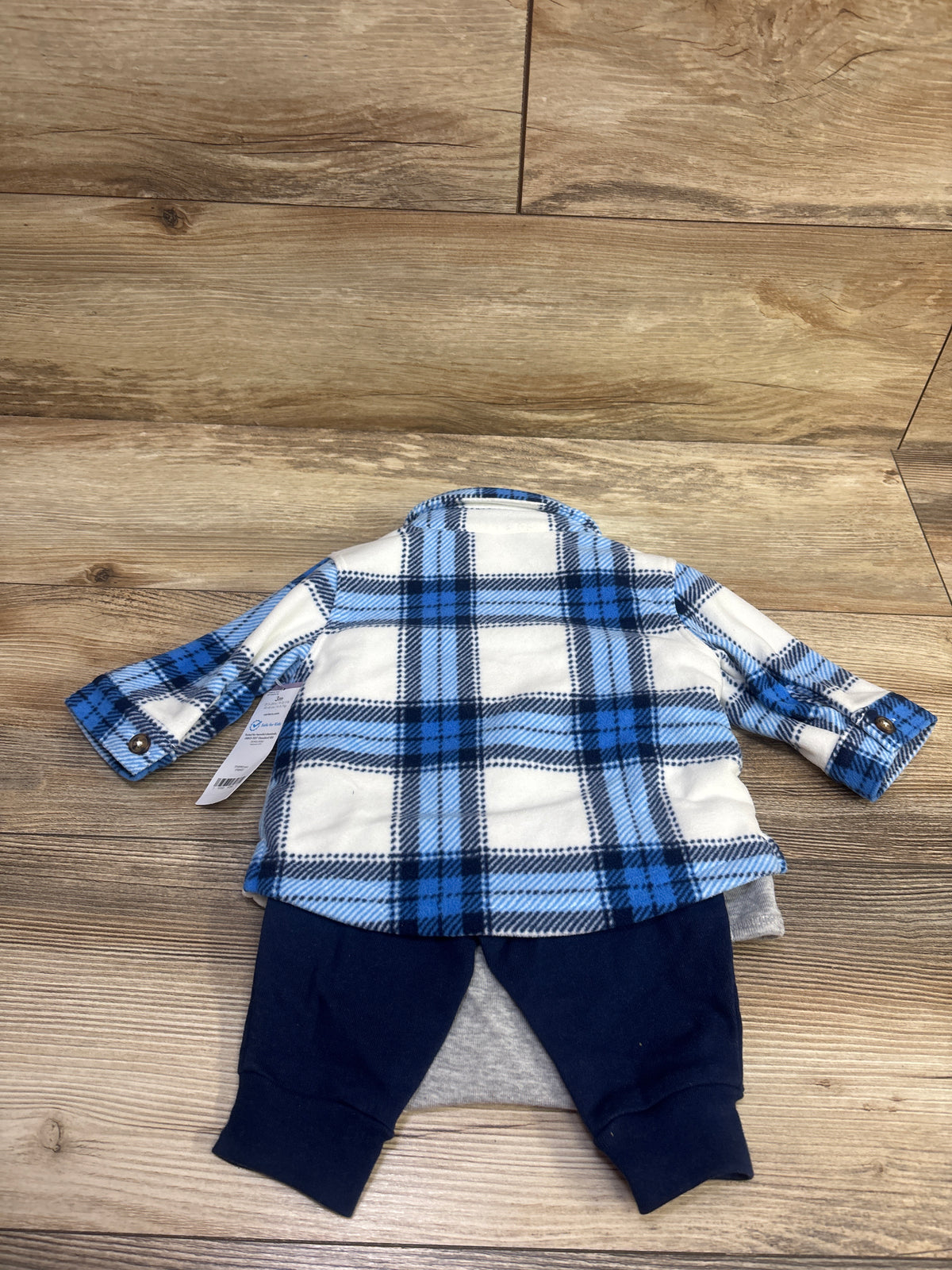 NEW Carter's 3pc Fleece Shacket, Bodysuit, & Pants Set Blue sz 3m