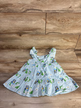 NEW Bluey Swiss Dot Floral Dress Light Blue sz 18m