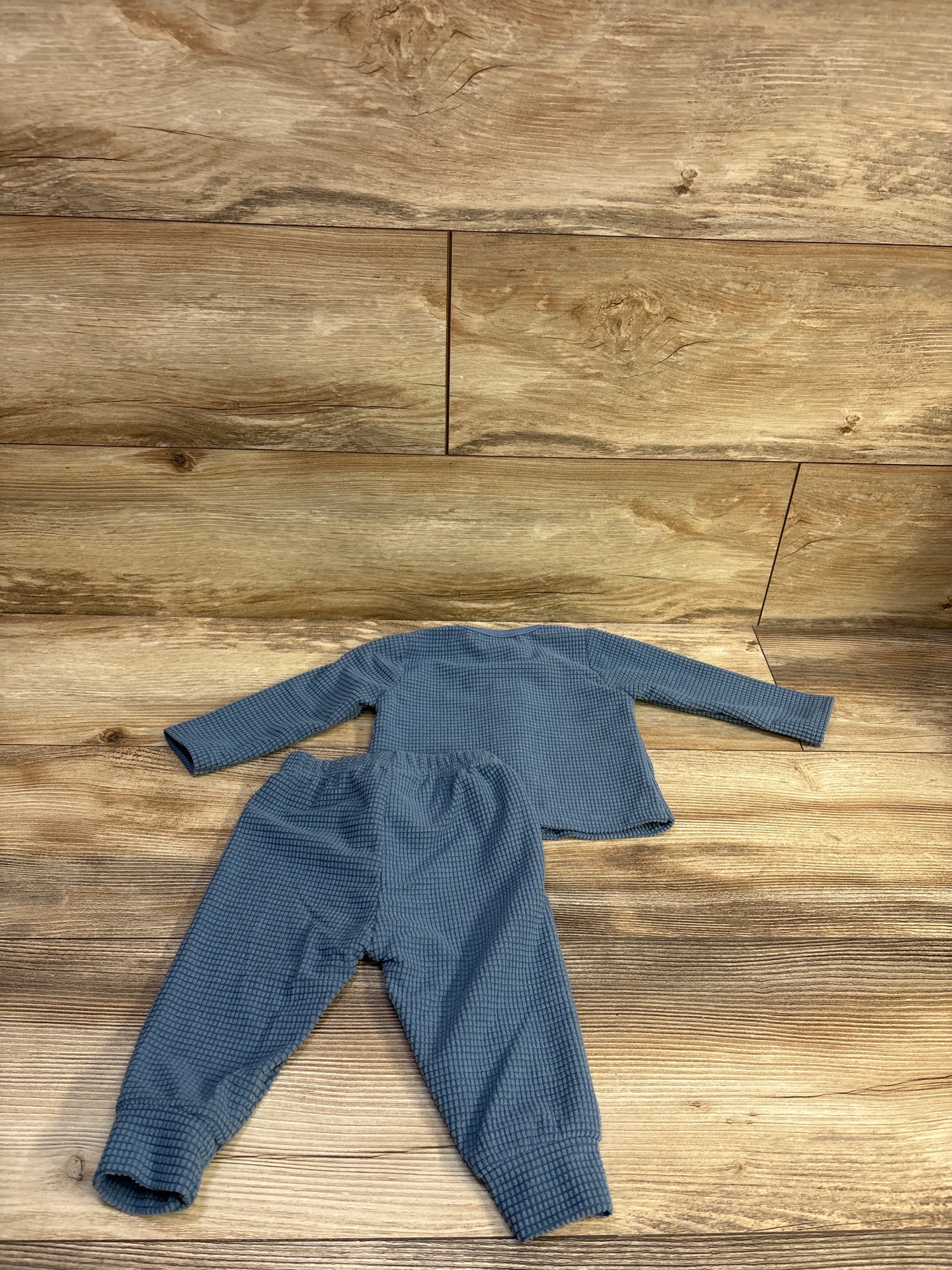 Rabbit Moon 2pc Textured Shirt & Pants Set Blue sz 3-6m