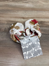 NEW Kate Quinn Red Retro Floral Tie Booties Cream sz 4/5c (12-18m)