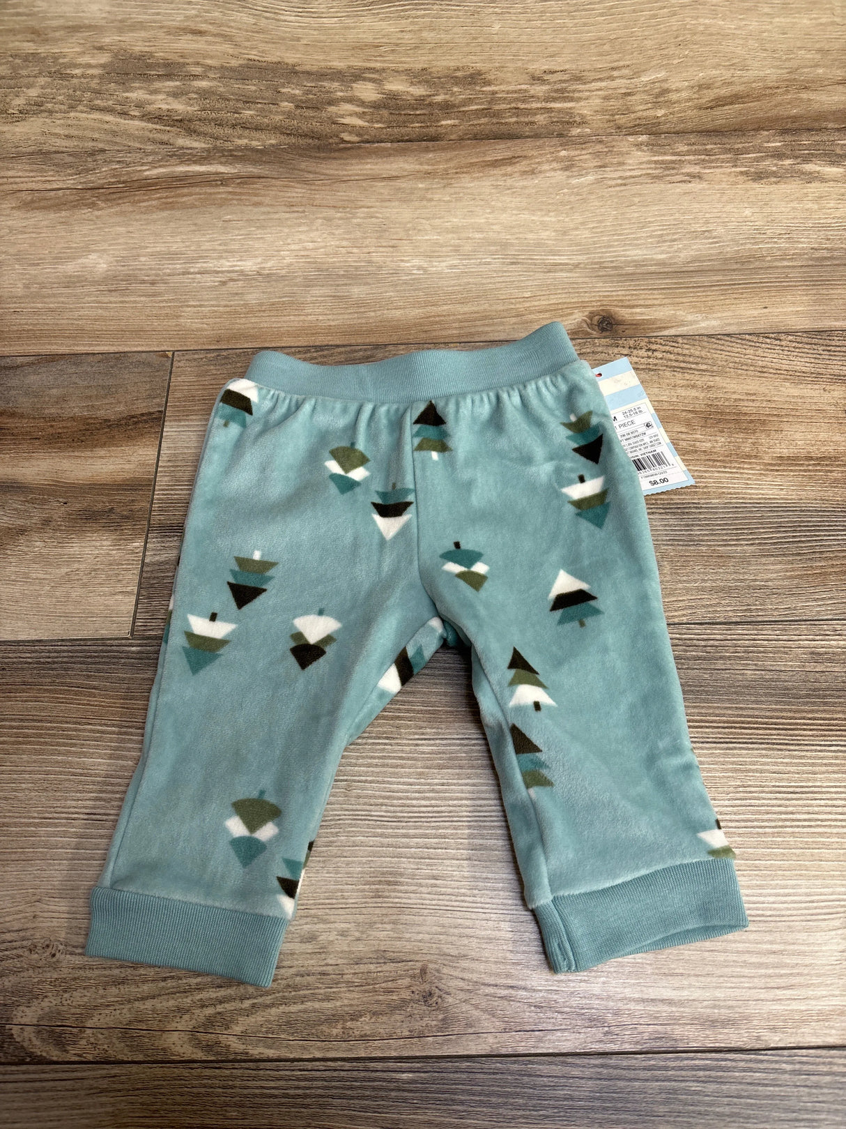 NEW Cat & Jack Tree Print Velour Pull On Pants Teal sz 3-6m