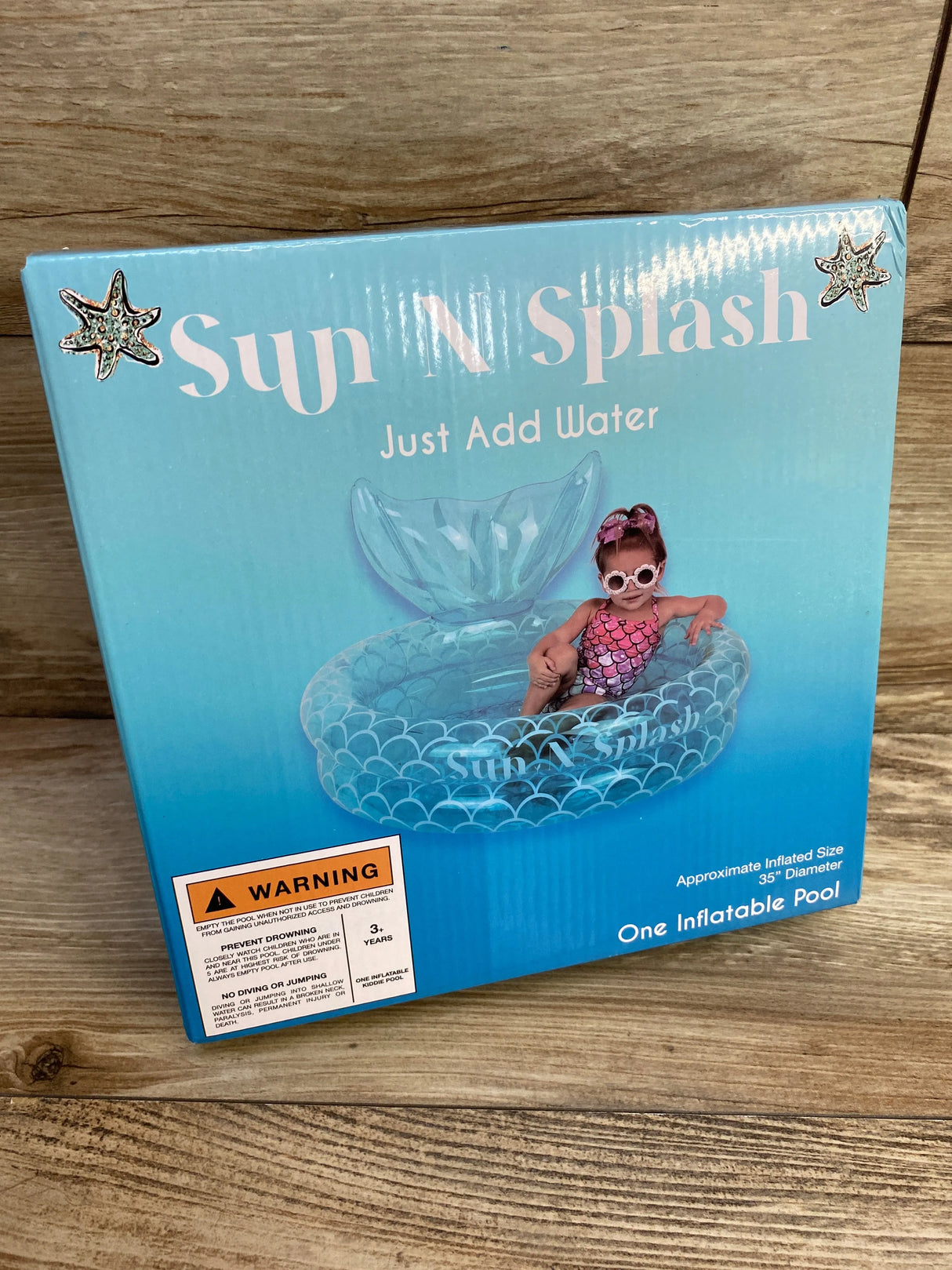 NEW Sun N Splash Mermaid Inflatable Children's Pool Blue