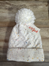 NEW Cat & Jack Cable Knit Beanie w/ Pom Pom White sz 2-5T