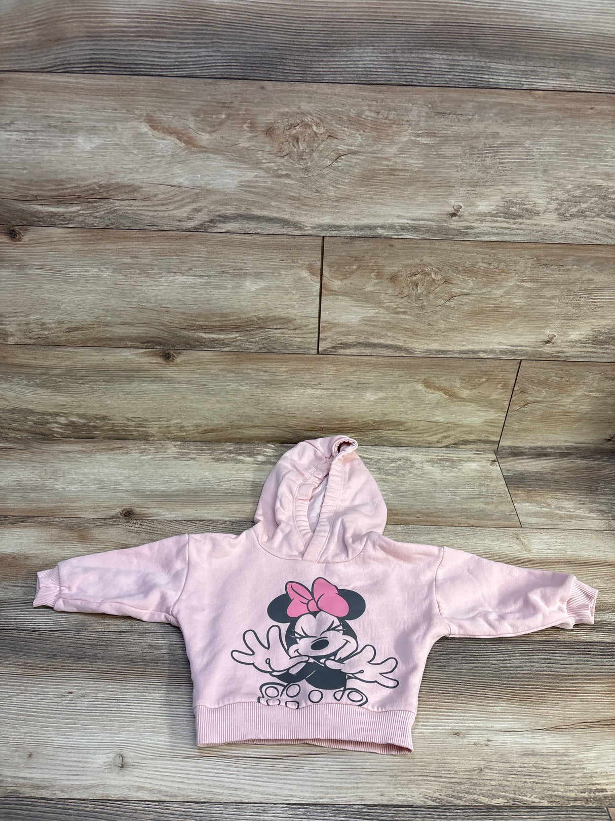 Primark x Disney Minnie Mouse Pullover Hooded Sweatshirt Pink sz 6-9m