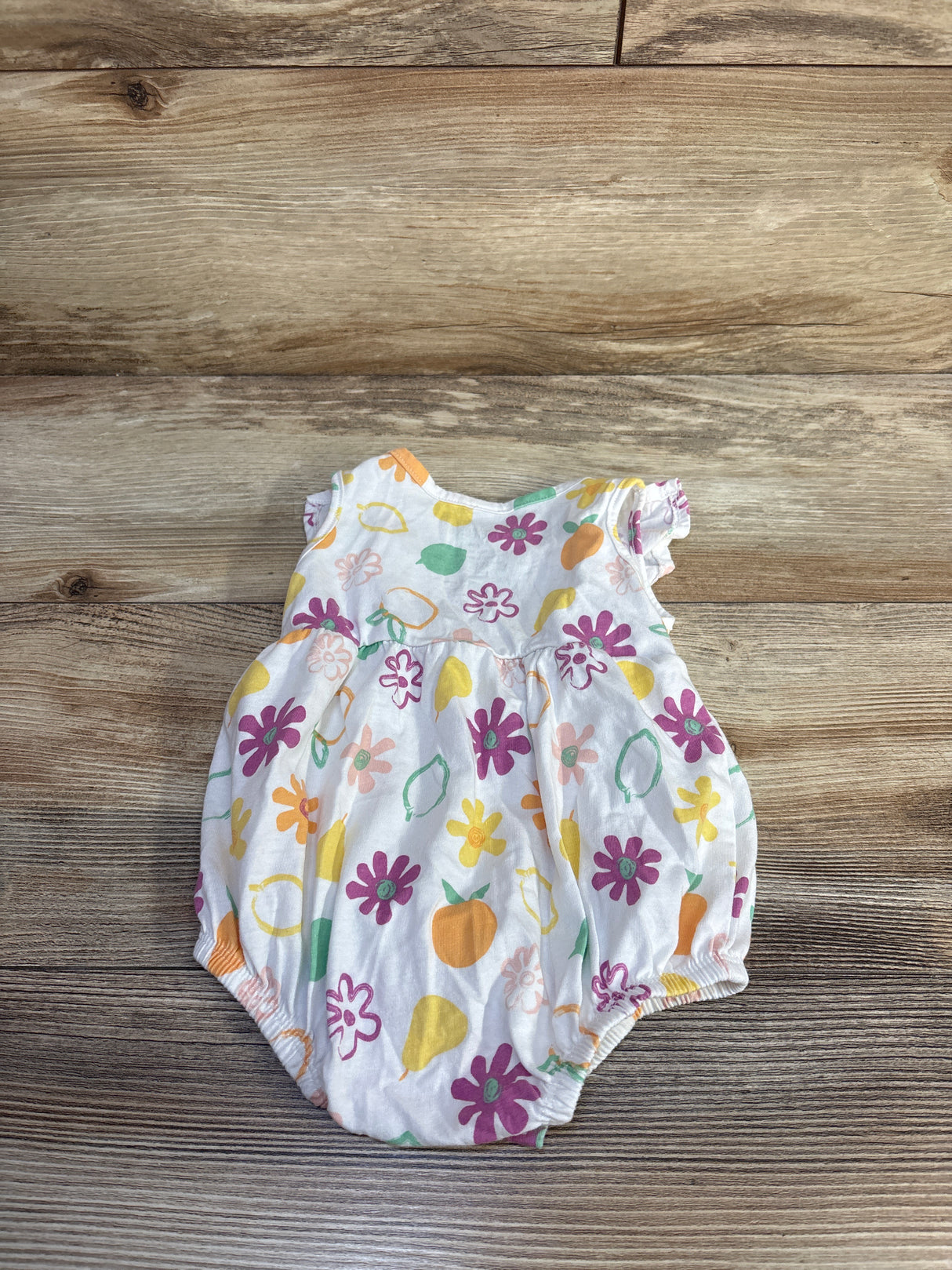 Okie Dokie Floral Bubble Romper White sz 6m