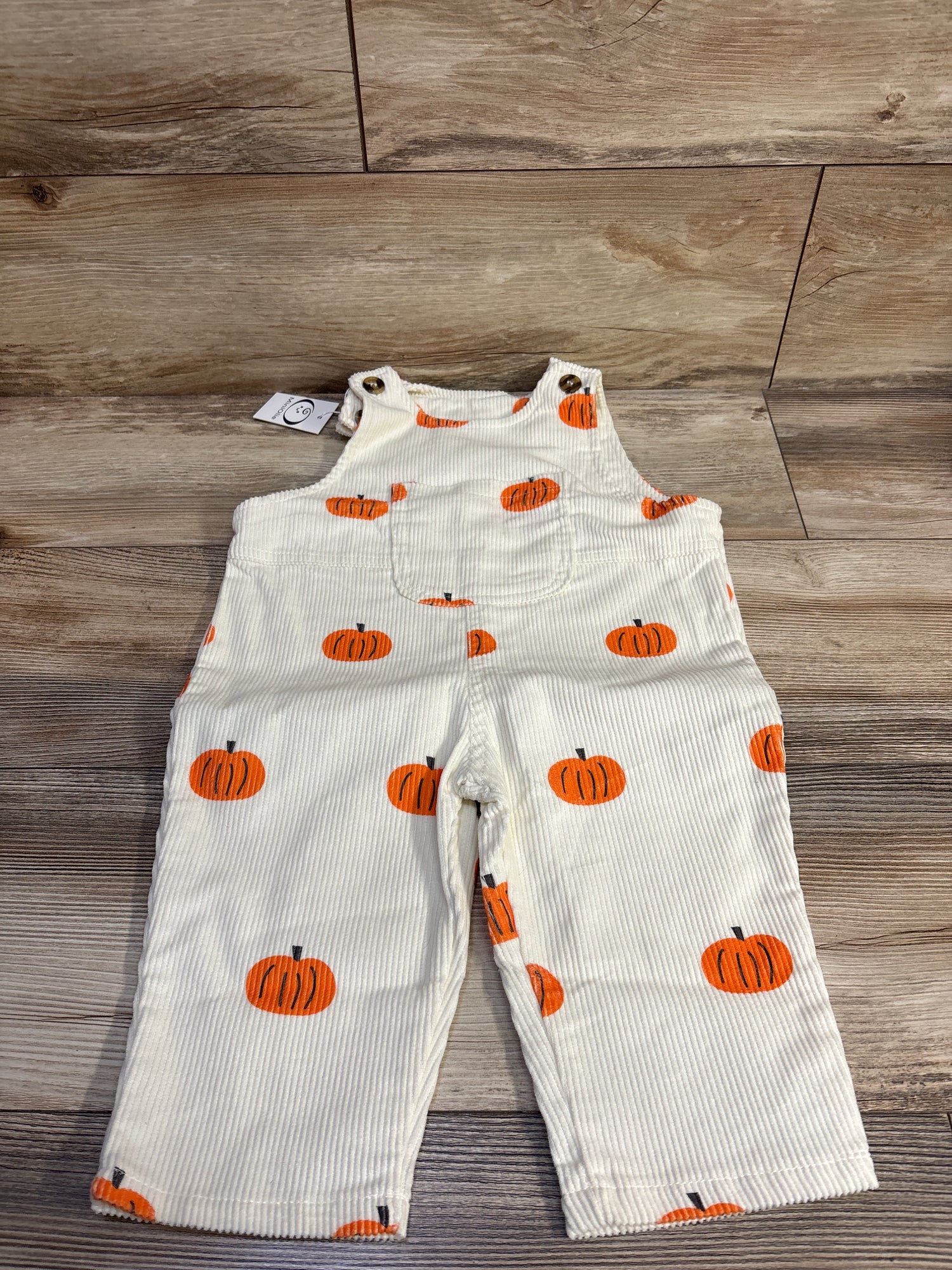 NEW MiniOlie Corduroy Pumpkin Overalls Ivory sz 12-18m
