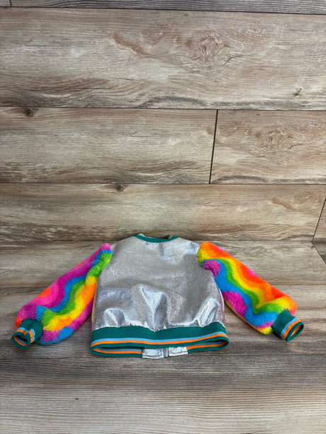Hannah Banana Smile Faux-fur Bomber Jacket In Silver Multi sz 3T - Me n Mommy To Be
