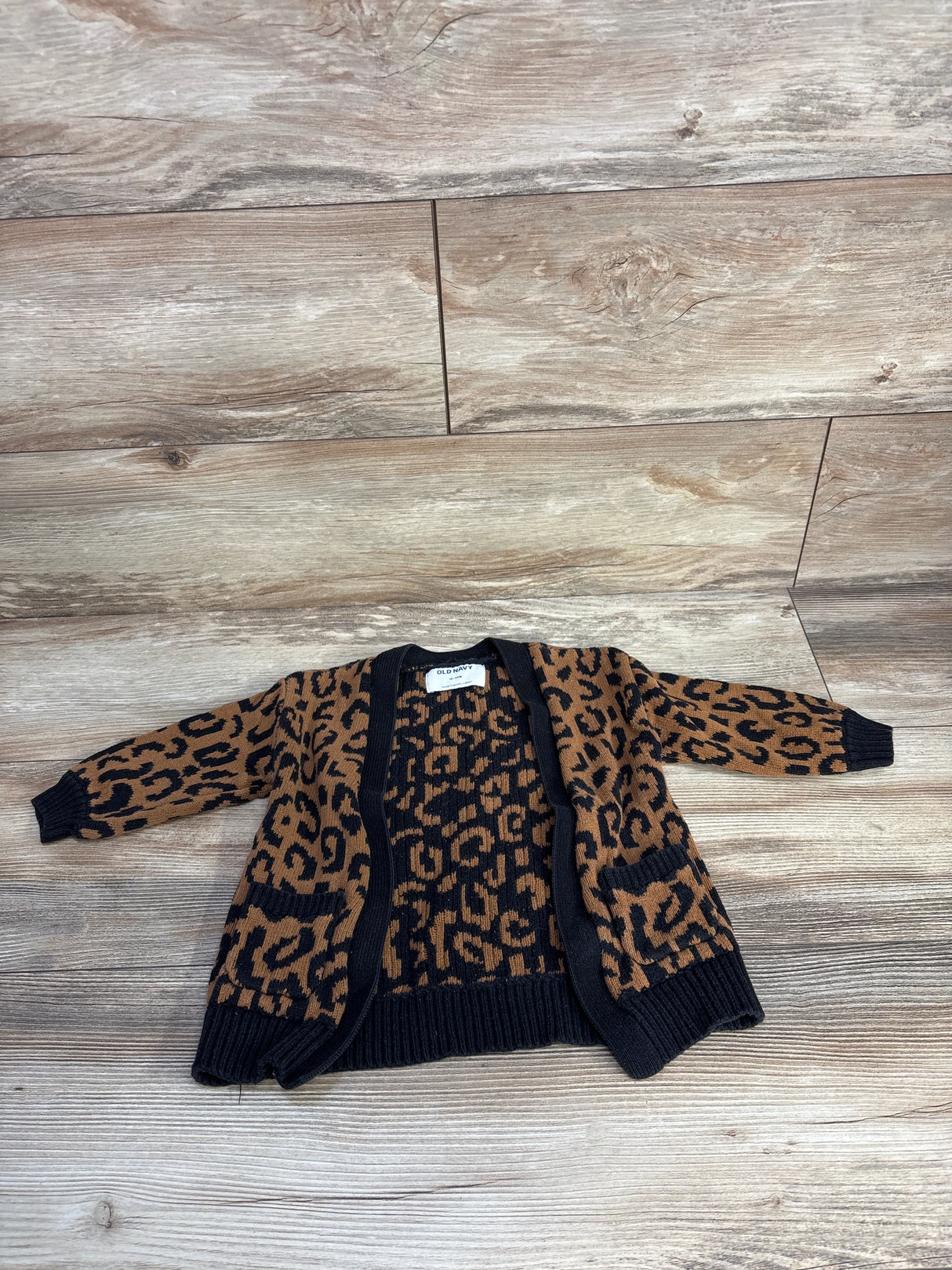 Old Navy Leopard Print Open Knit Cardigan Brown sz 18-24m