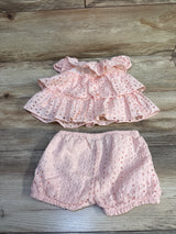 7 For All Mankind 2pc Eyelet Top & Shorts Set Pink sz 18m