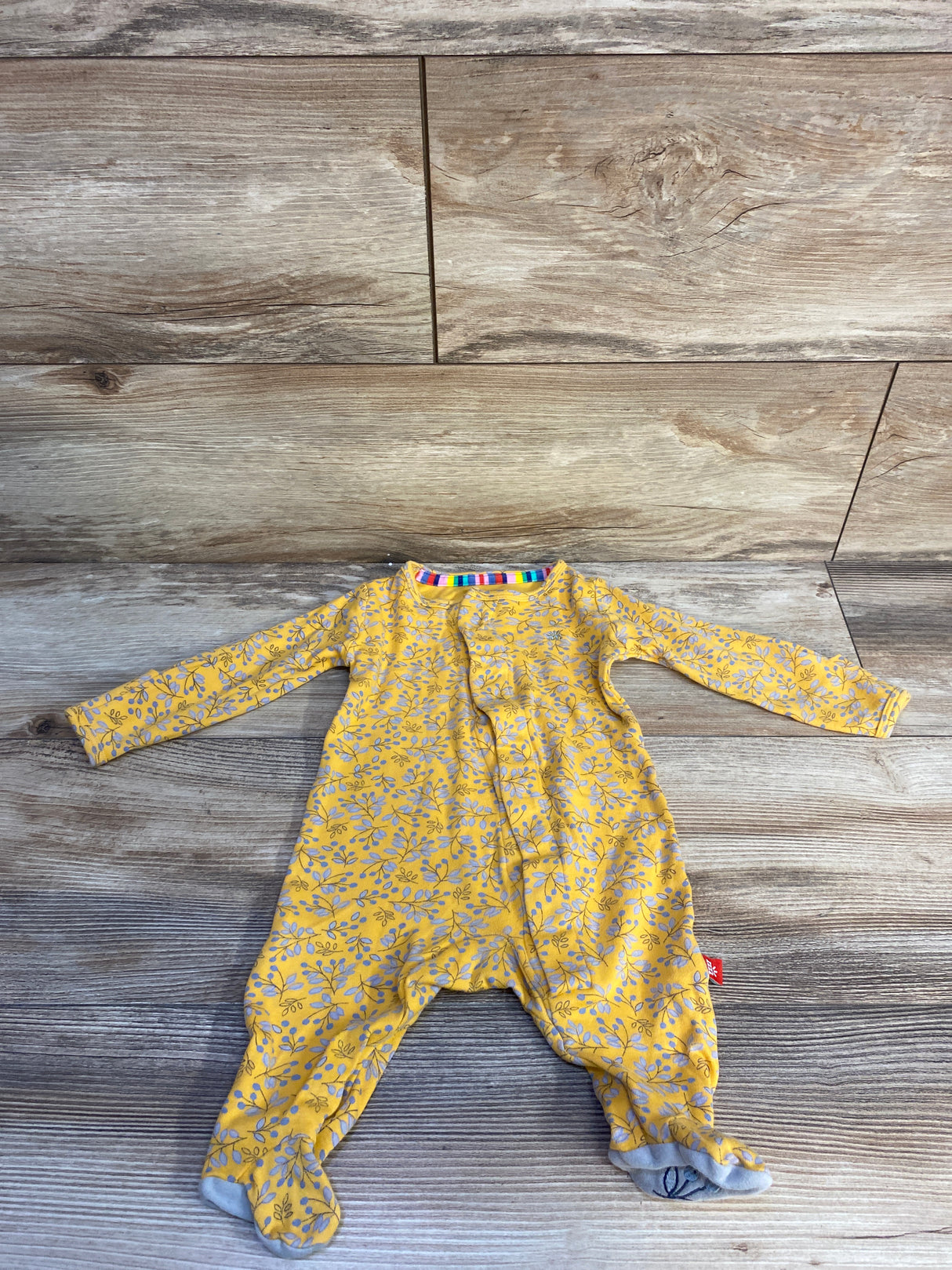 Magnetic Me Organic Floral Footie Sleeper Yellow sz 0-3m