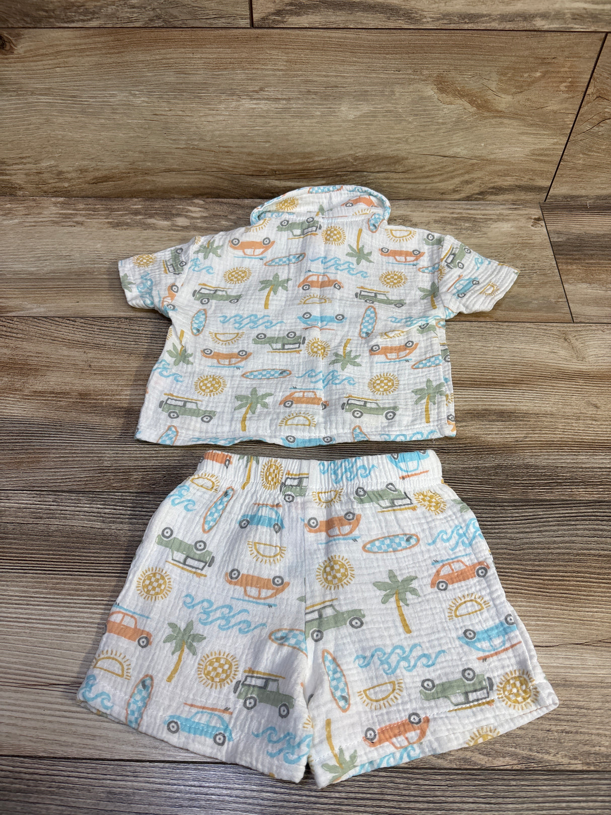 La Dolce Vita by Chick Pea 2pc Gauze Polo Shirt & Shorts Set White sz 6-9m