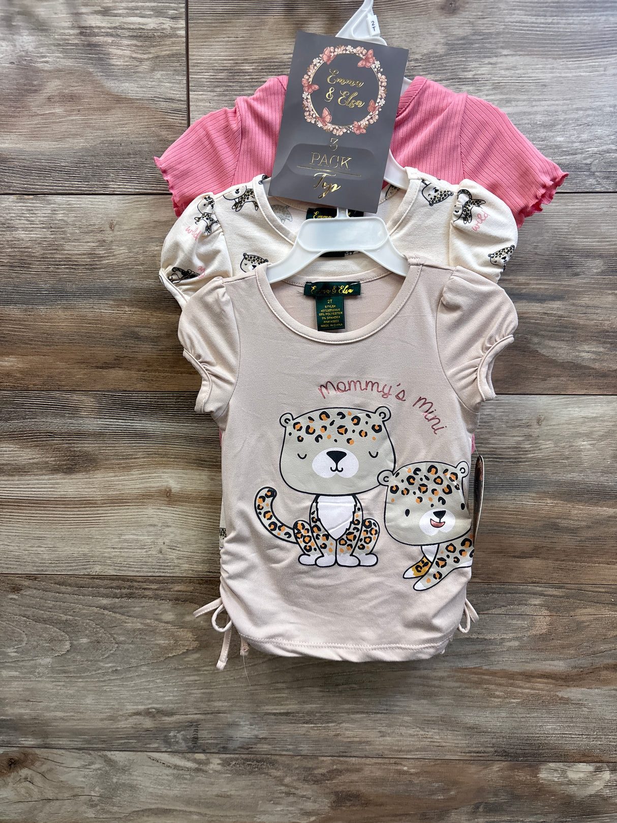 NEW Emma & Elsa 3pk Tops Pink sz 2T