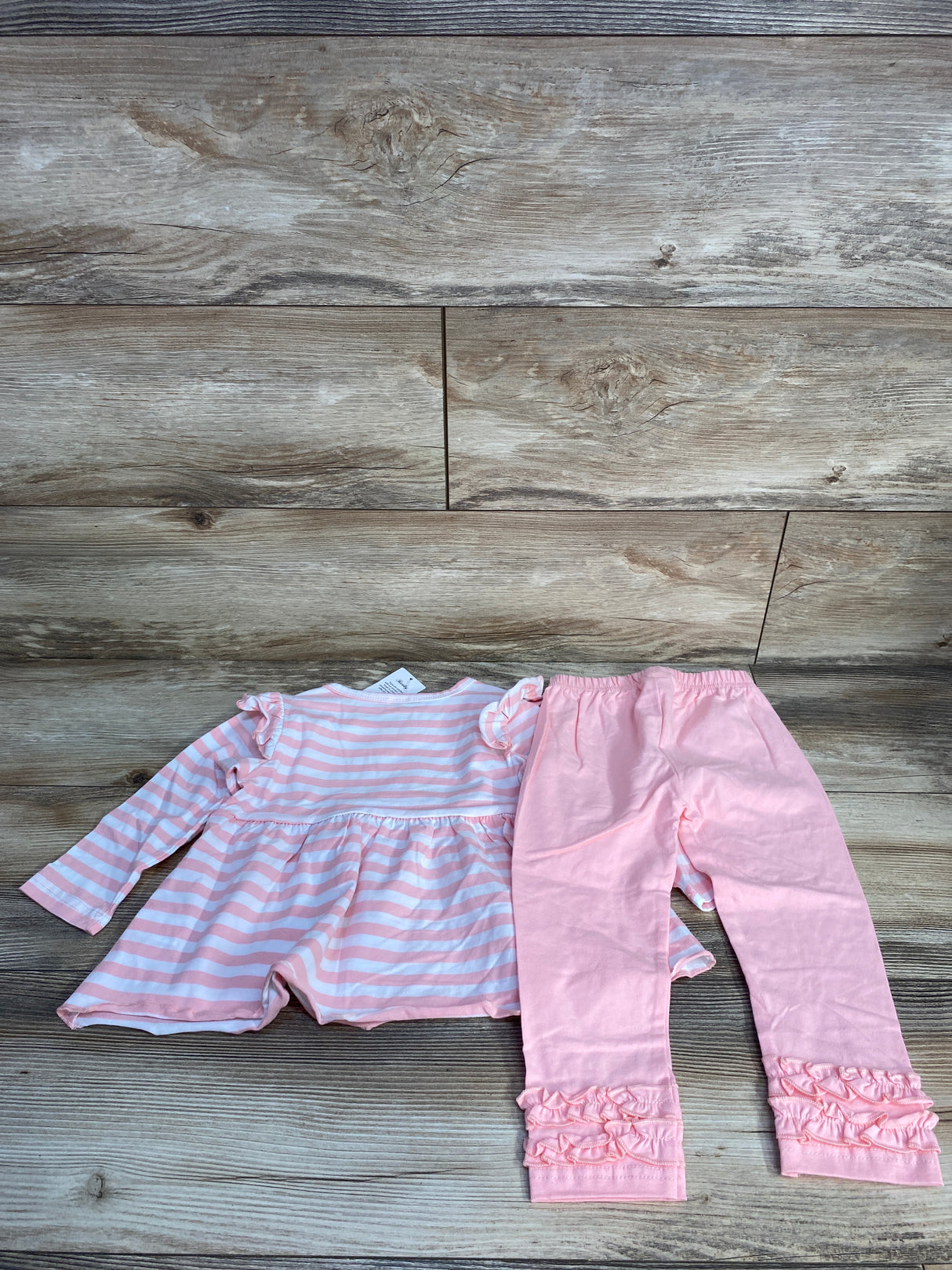 NEW Saeaby 2pc Striped Peplum Top & Bottoms Set Pink sz 18-24m
