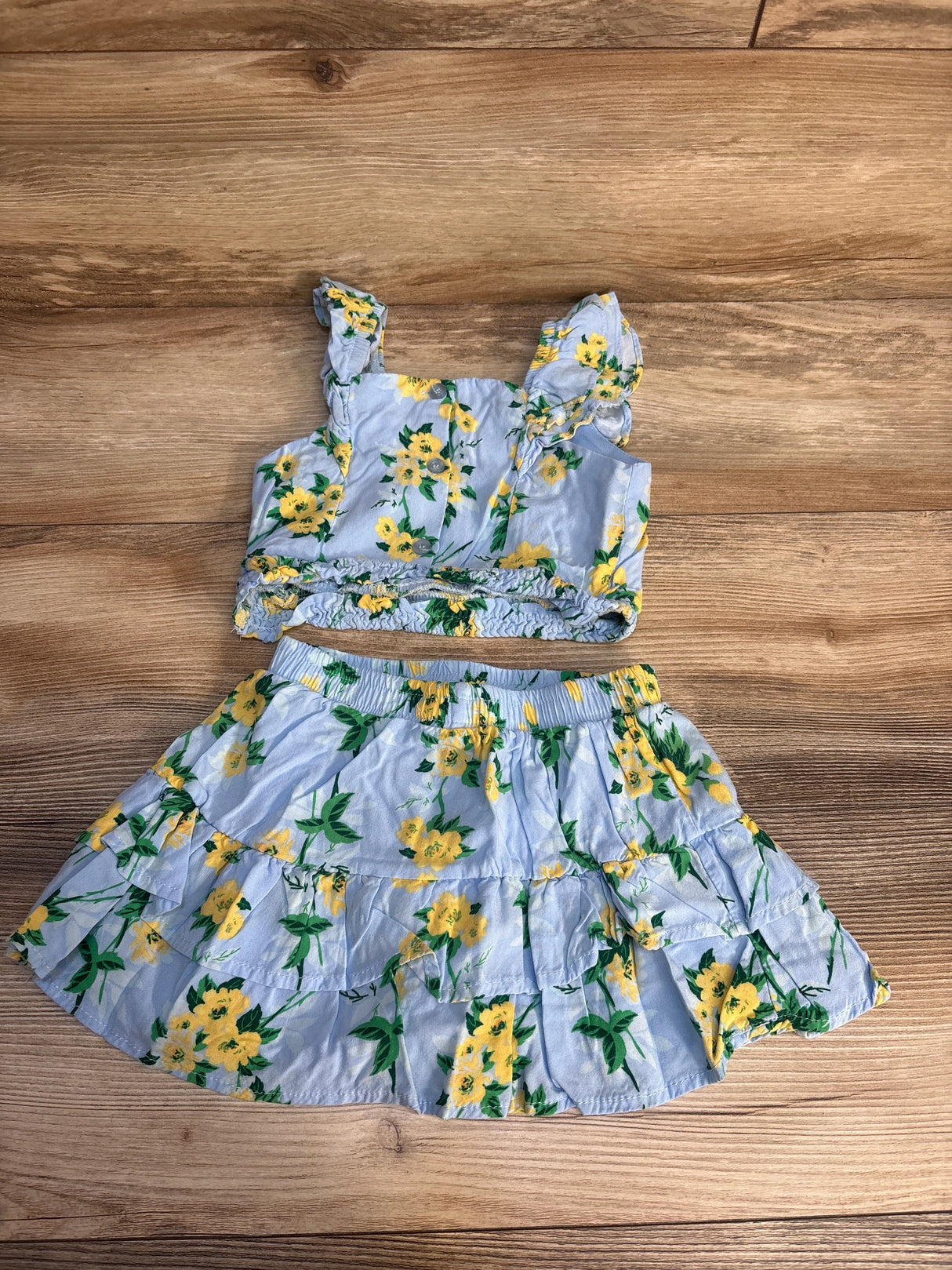 Btween 2pc Floral Tank & Skort Set Light Blue sz 3T