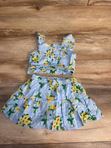 Btween 2pc Floral Tank & Skort Set Light Blue sz 3T