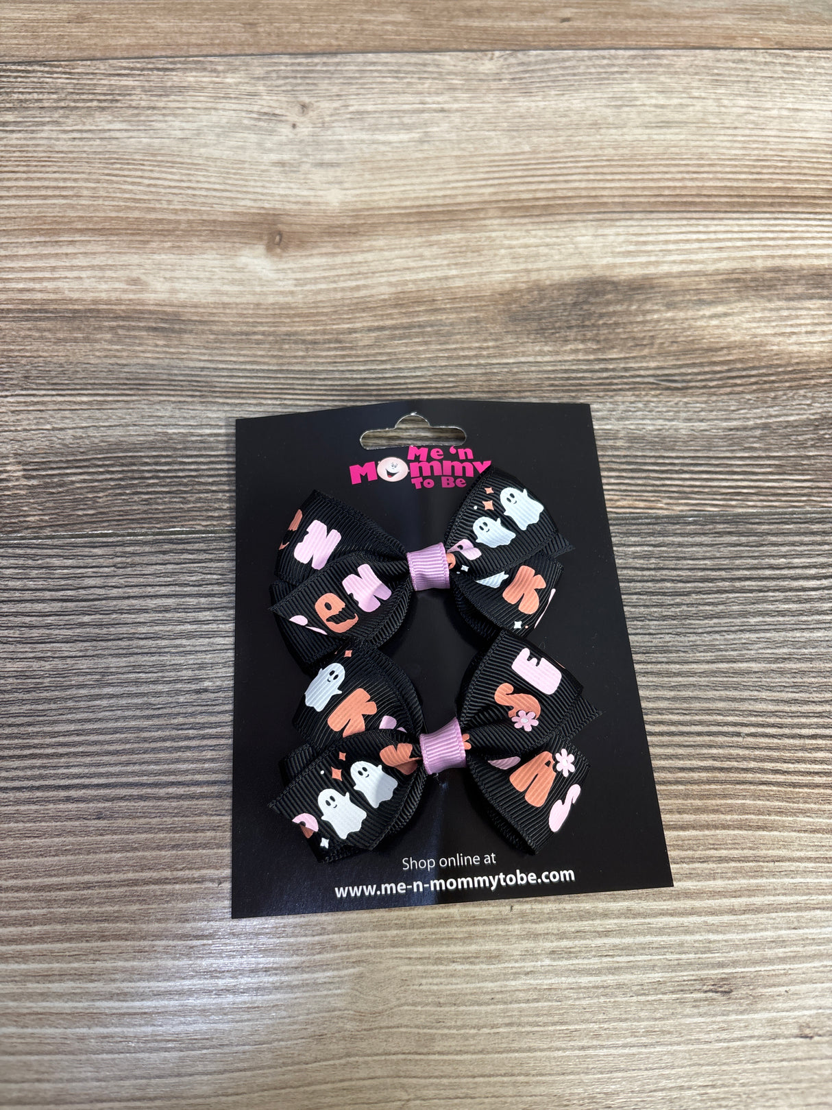 NEW Black Ghost Print Bows, 2pk