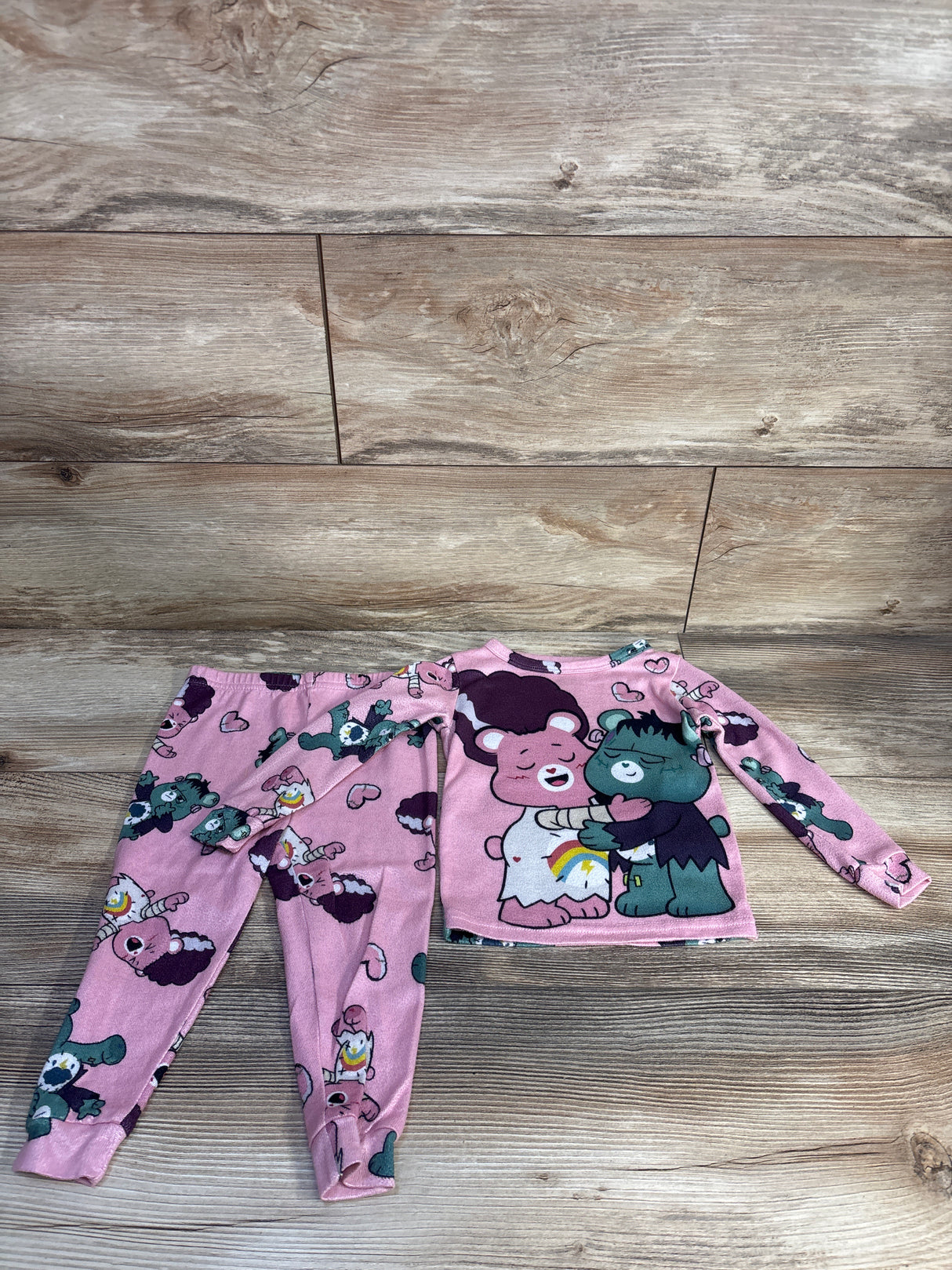 Care Bears x Universal Monsters 2pc Halloween Pajama Set Pink sz 2T