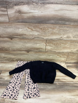 DKNY 2pc Sweater & Leopard Flare Pants Set Black sz 3T