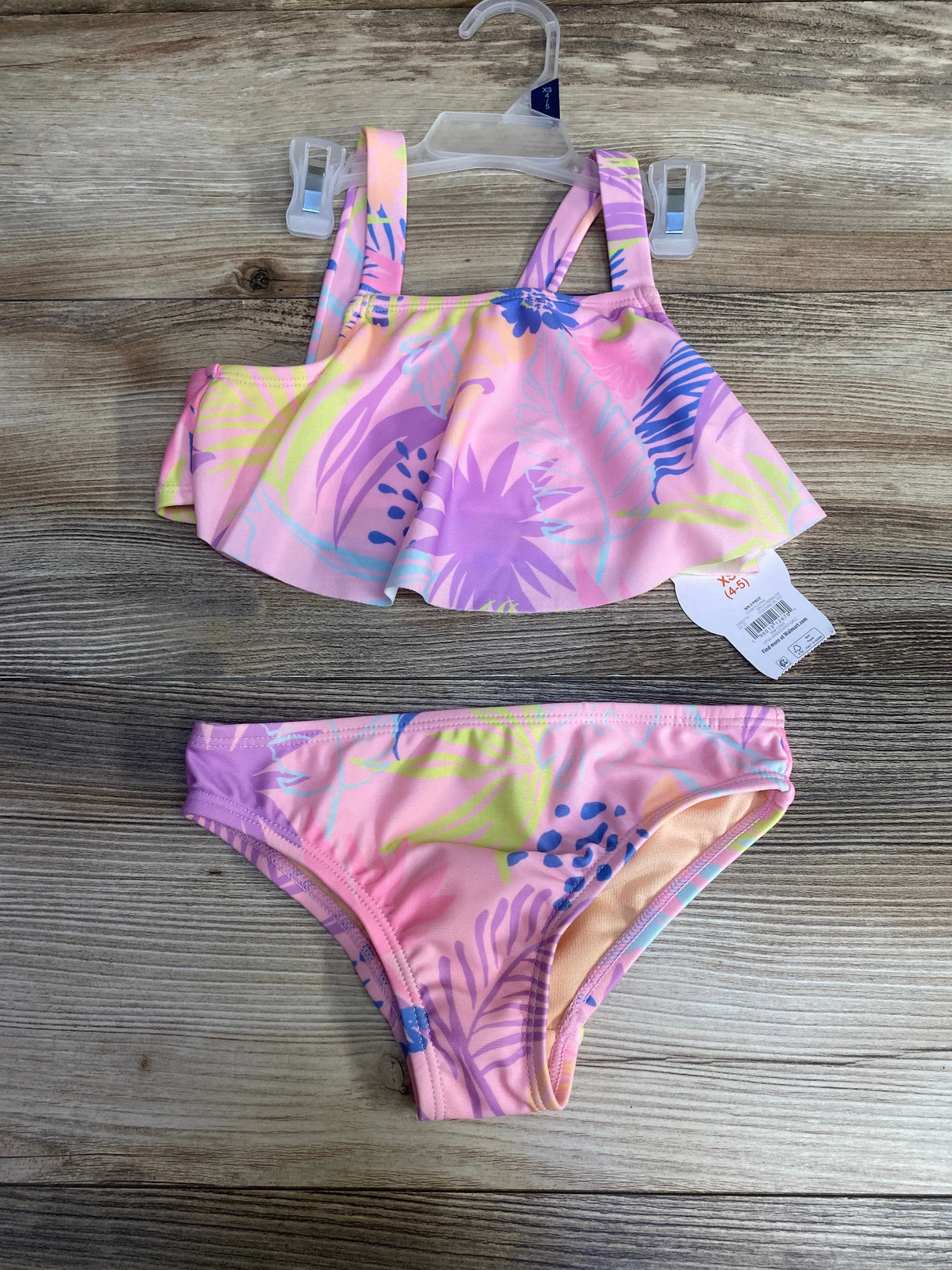 NEW Wonder Nation 2pc Flounce Swimsuit Set Pink sz 4-5T - Me n Mommy To Be