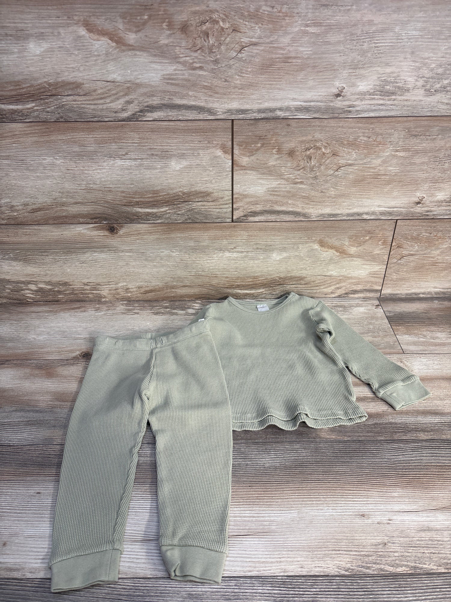 H&M 2pc Waffle Knit Shirt & Pants Green sz 2T