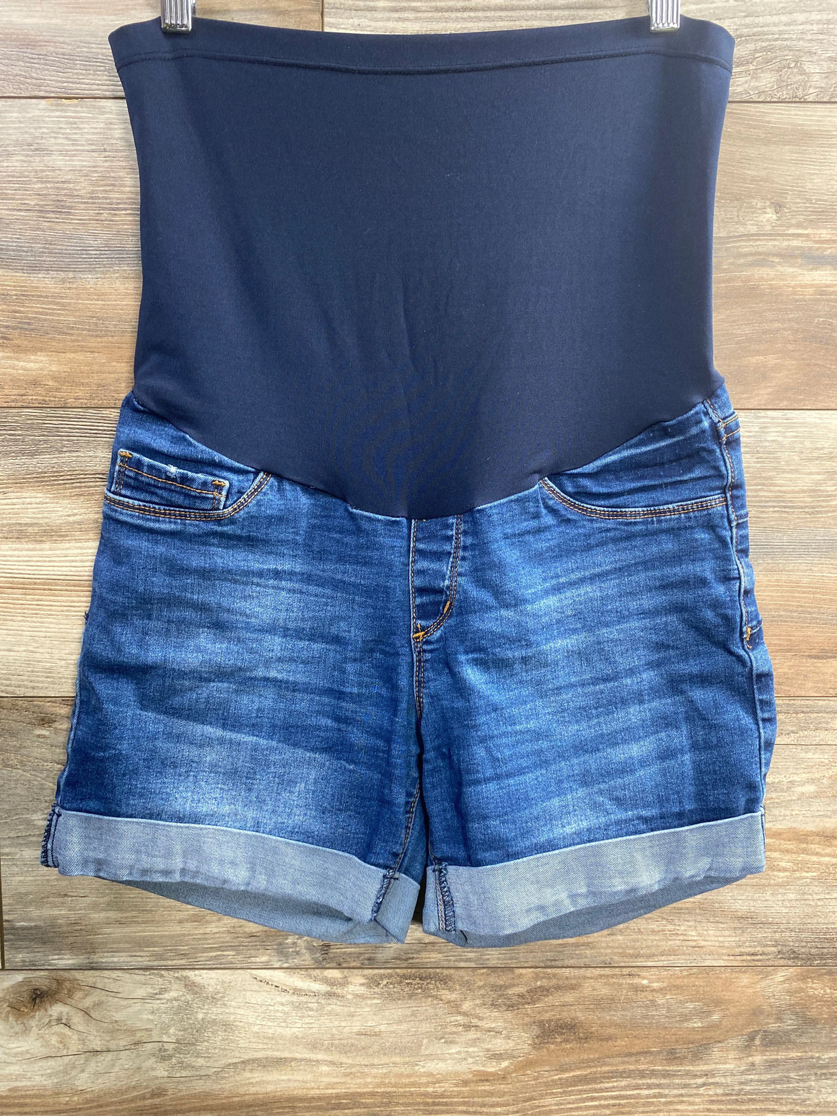 SONG Maternity Full Panel Denim Shorts Blue sz Small